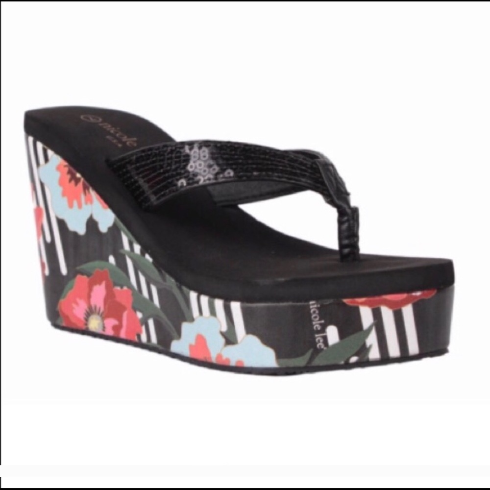 Nicole Lee Floral Print Platform Sandals